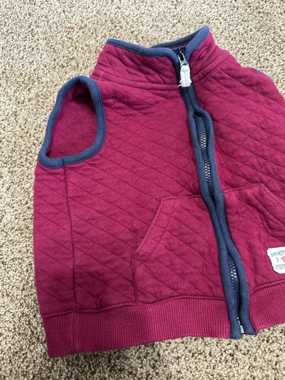 Carter's Quilted Burgundy Vest with Navy Trim - Picture 8 of 9